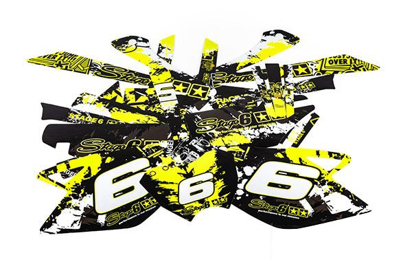 Rieju, Dekalkit, Dekaler, Decals, Klistremerker, Rockstar, Gul