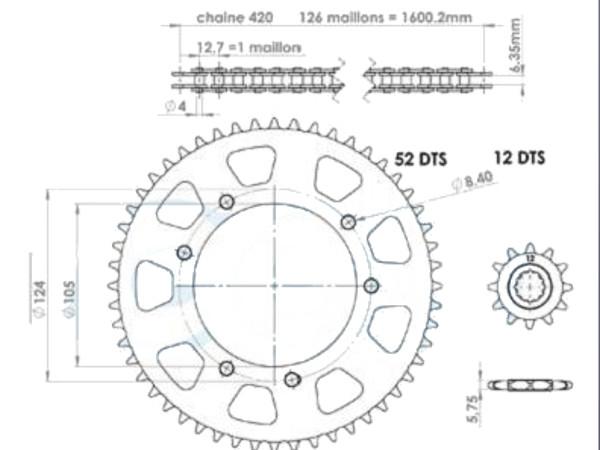 Drevsett 12x52 - Rieju SMX 2003-2008 MRT Etter 2009 RS3