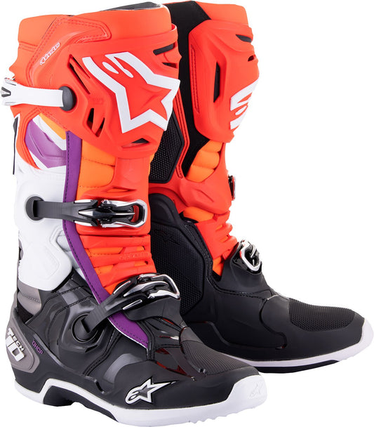 Crosstøvler Alpinestars Tech 10 Svart - Rød - Oransje - Hvit